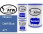 Preview: Nissan, Delf Blue, 471: 500ml Lackdose + 500ml Klarlack + 250ml Härter - Set, von ATW Autoteile West.